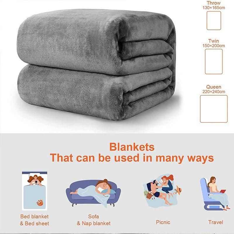 Soft Warm Coral Fleece Flannel Blankets for Beds Faux Fur Mink Throw Solid Color Sofa Cover Bedspread Winter Plaids Blankets