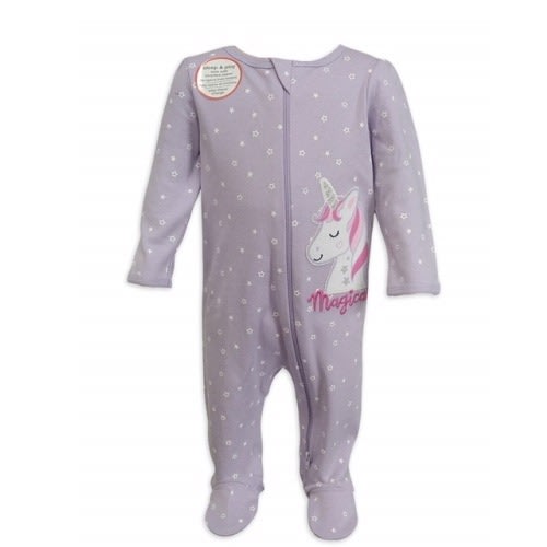 Baby Girl Organic Cotton Sleep & Play Sleeper Pyjamas - Purple