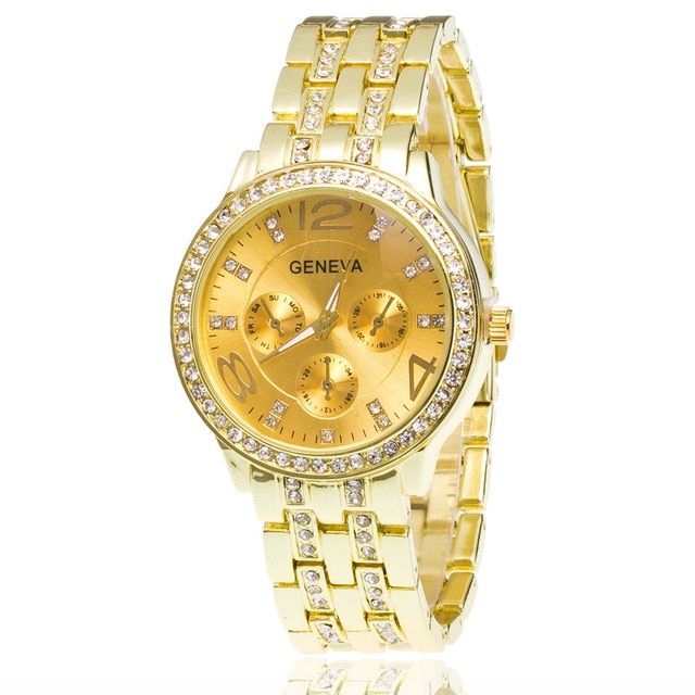 Luxury Women Quartz Wristwatch Rose Gold Diamonds Analog Quartz Watches No