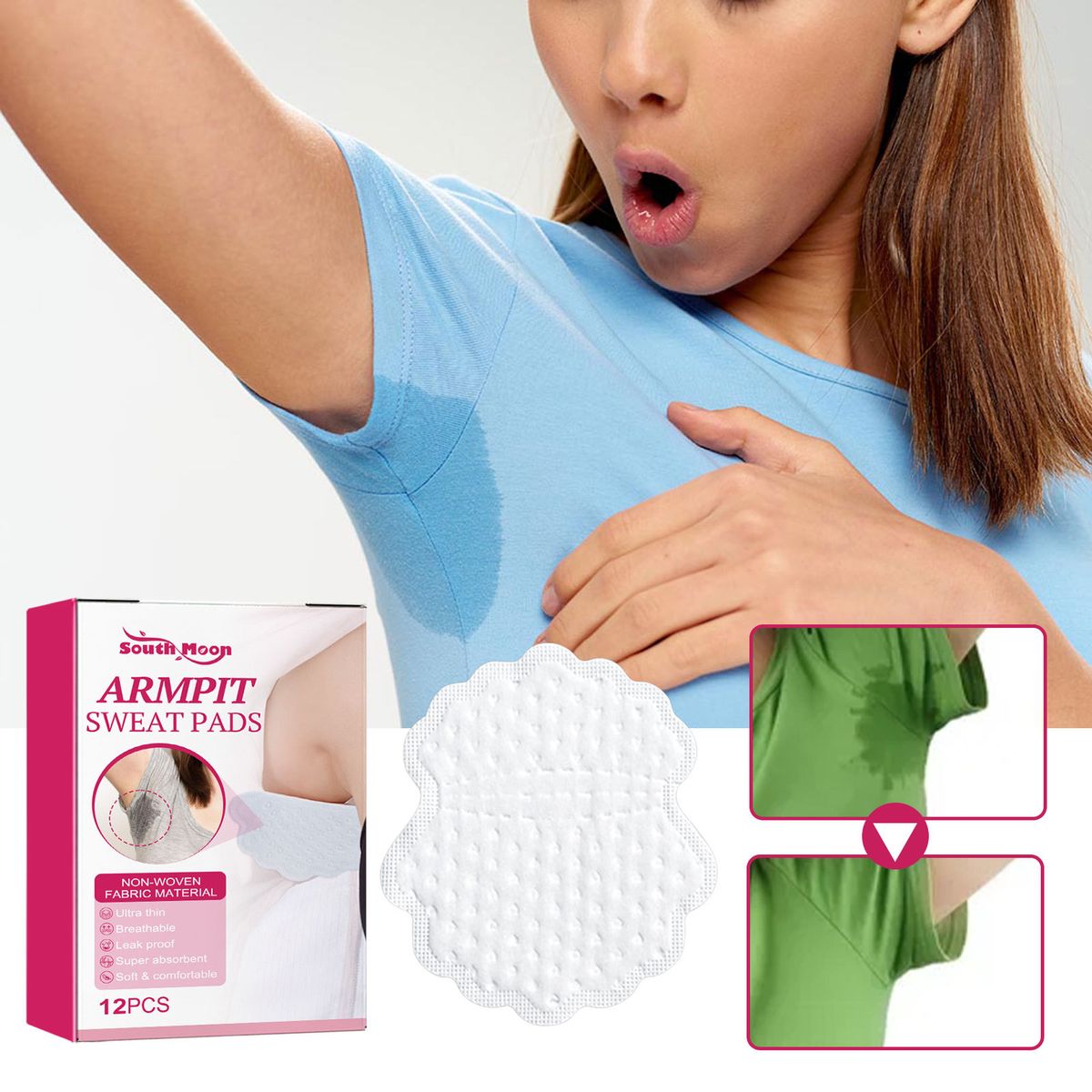 12Pcs Armpit Underarm Sweat Pads Fight Hyperhidrosis