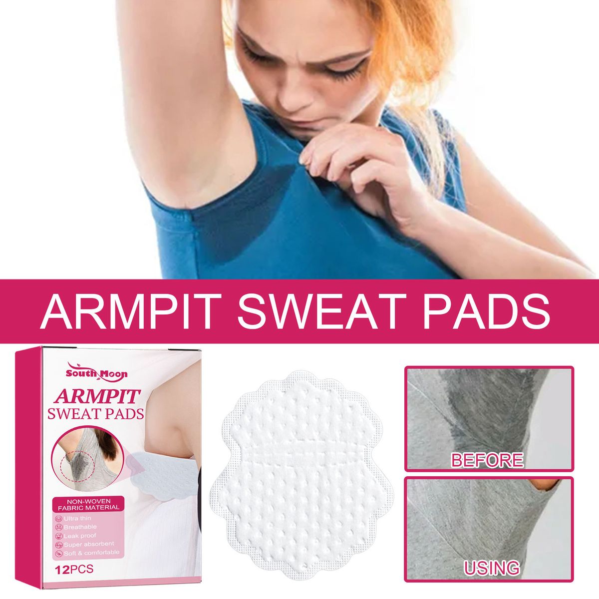 12Pcs Armpit Underarm Sweat Pads Fight Hyperhidrosis