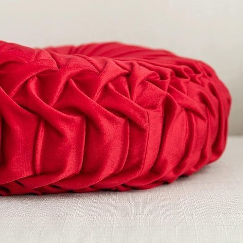 Red Decorative Soft Round Cushion Throw Pillow