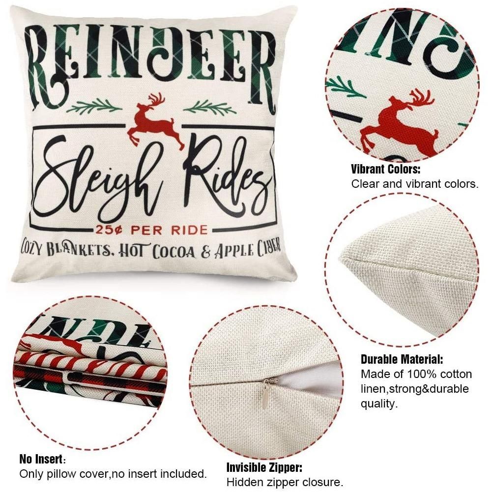 Christmas Pillow Covers Buffalo Plaid Farmhouse Throw