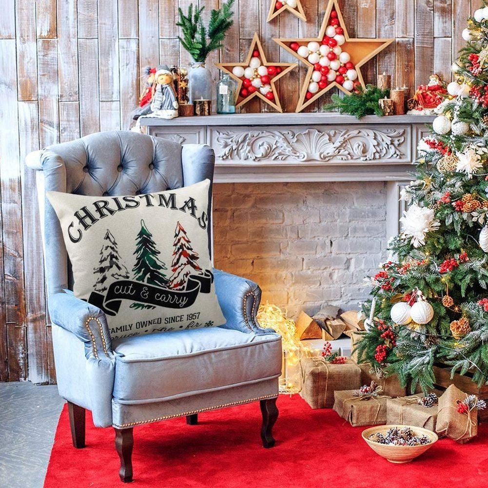 Christmas Pillow Covers Buffalo Plaid Farmhouse Throw