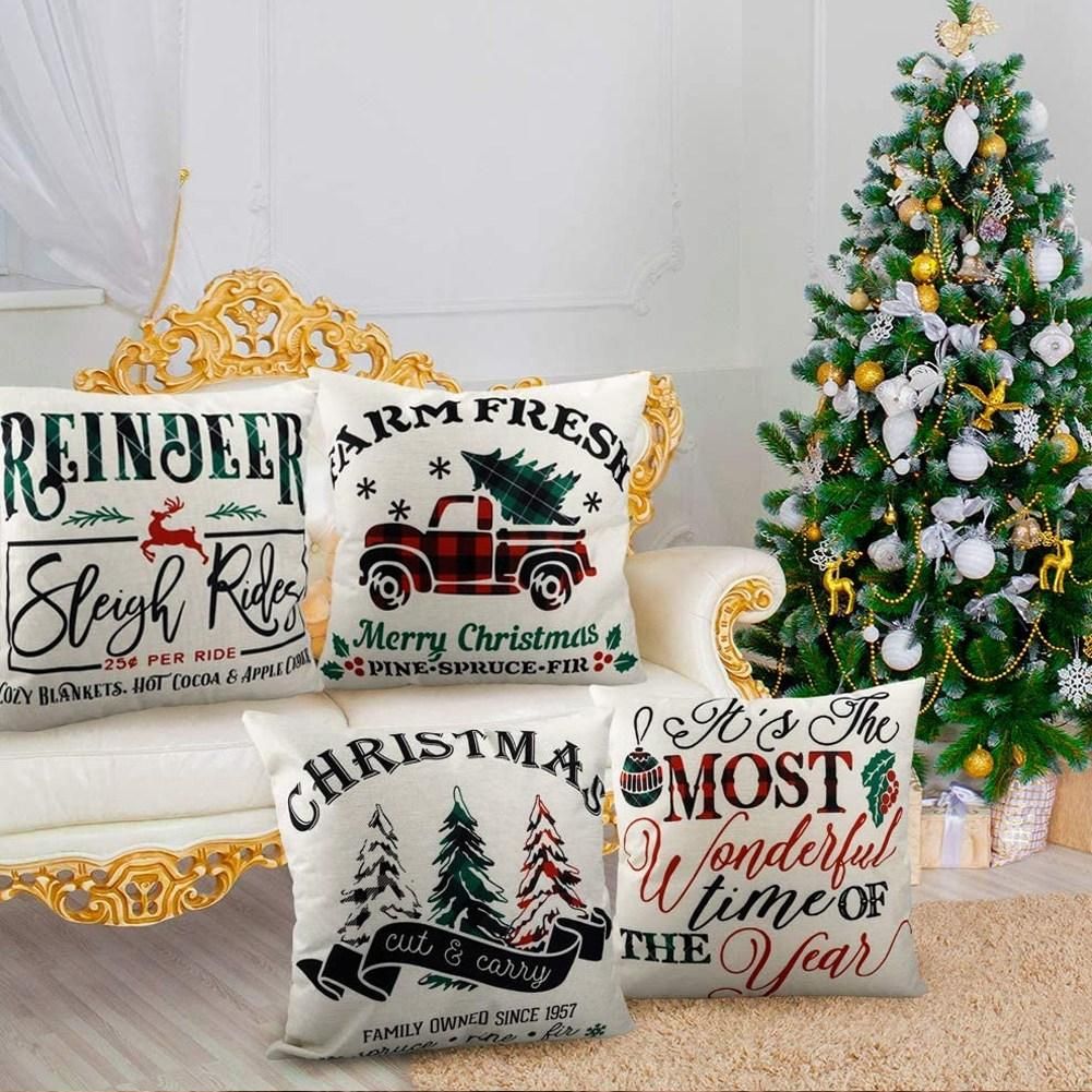 Christmas Pillow Covers Buffalo Plaid Farmhouse Throw