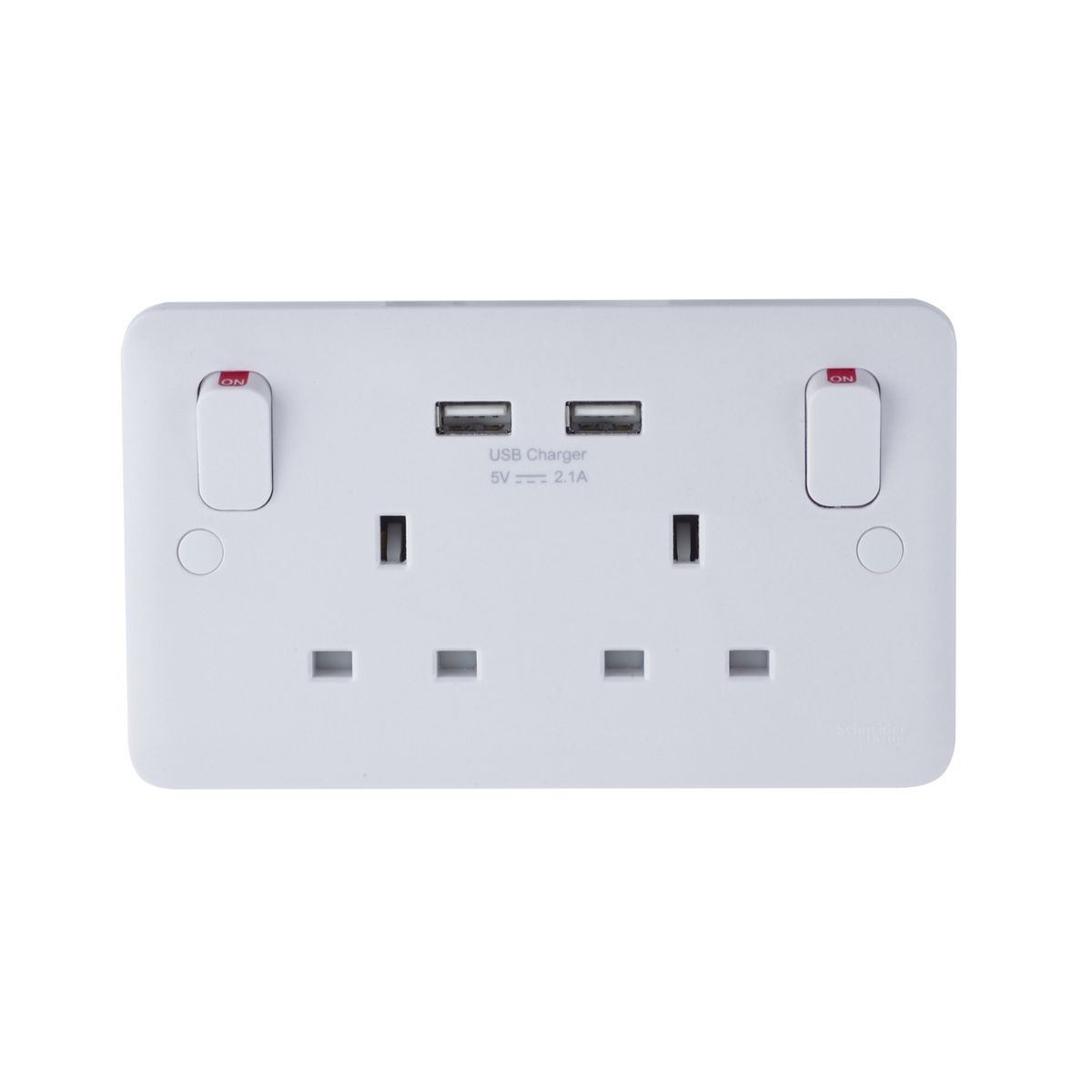 Lisse White Moulded - 2 Gang 13A 2USB
