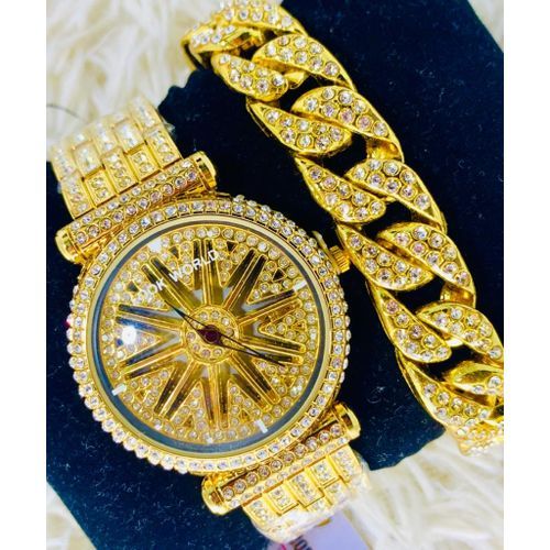 2020 Fashion Spinning Watch With Hand Bracelet-Gold