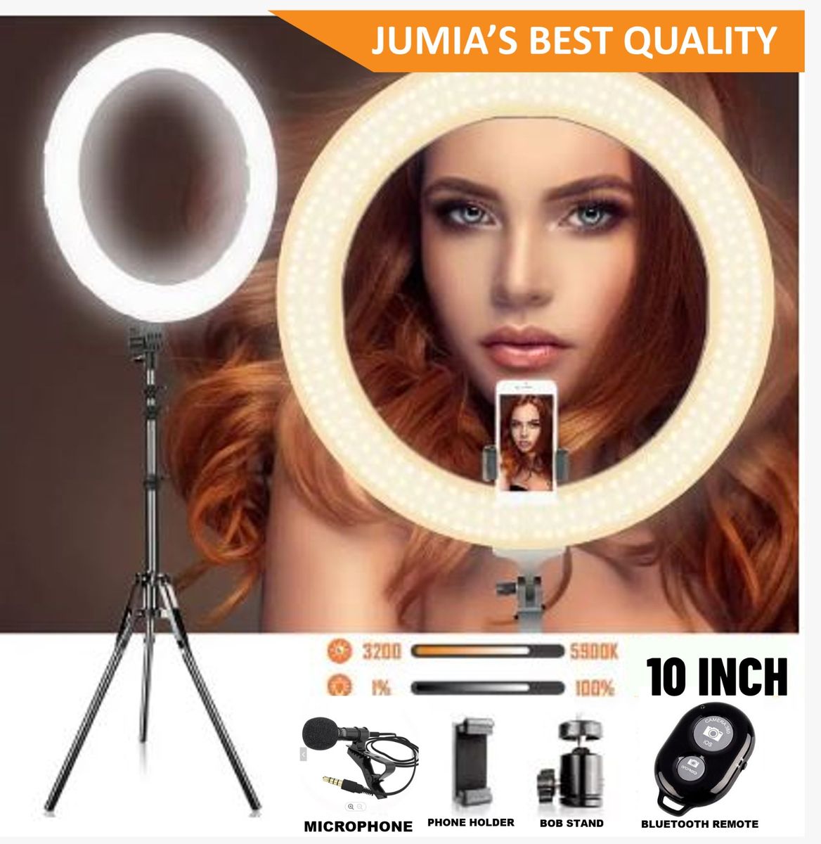 Ringlight Stand Ring Live Photo Recording 10 Inches + MIC