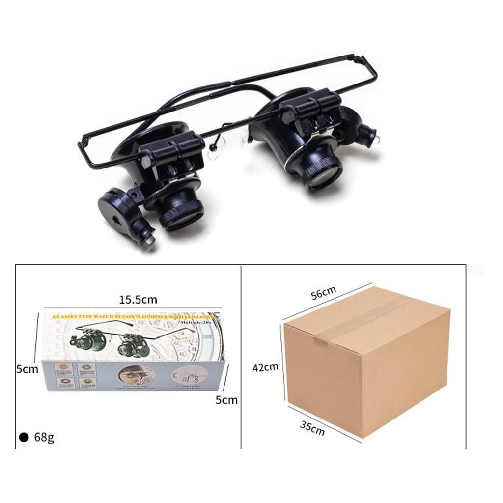 LED Light Lamp 20X Magnifying Glasses Loupe Jeweler Black