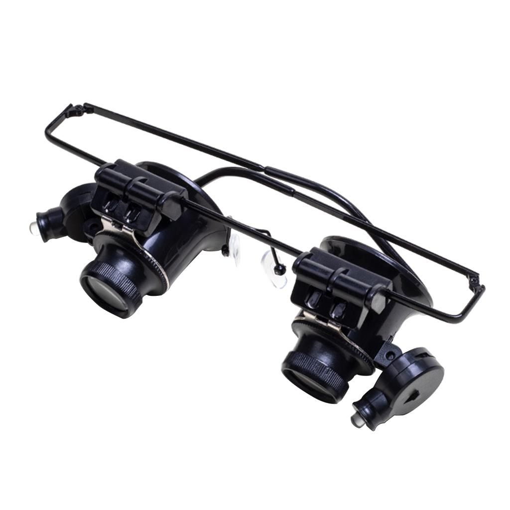 LED Light Lamp 20X Magnifying Glasses Loupe Jeweler Black