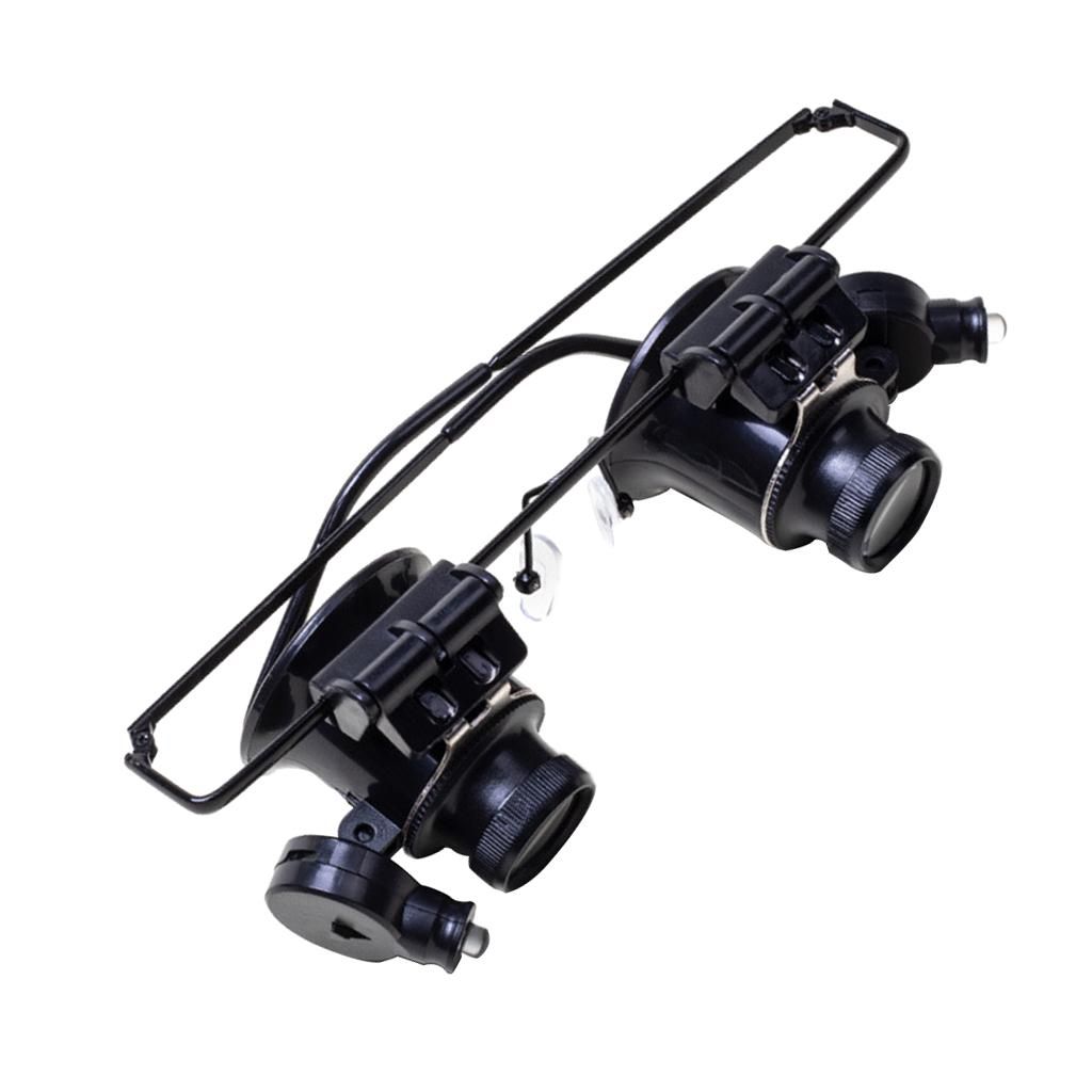 LED Light Lamp 20X Magnifying Glasses Loupe Jeweler Black