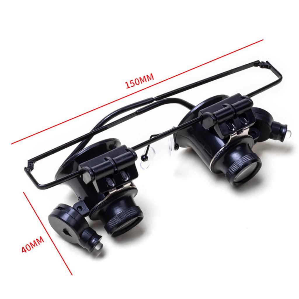 LED Light Lamp 20X Magnifying Glasses Loupe Jeweler Black