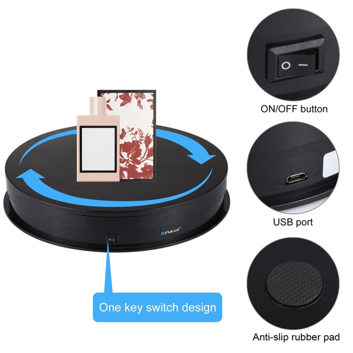 PULUZ Adjusting Speed USB Electric Rotating Turntable Display Stand Video Shootings Props Turntable for Photography