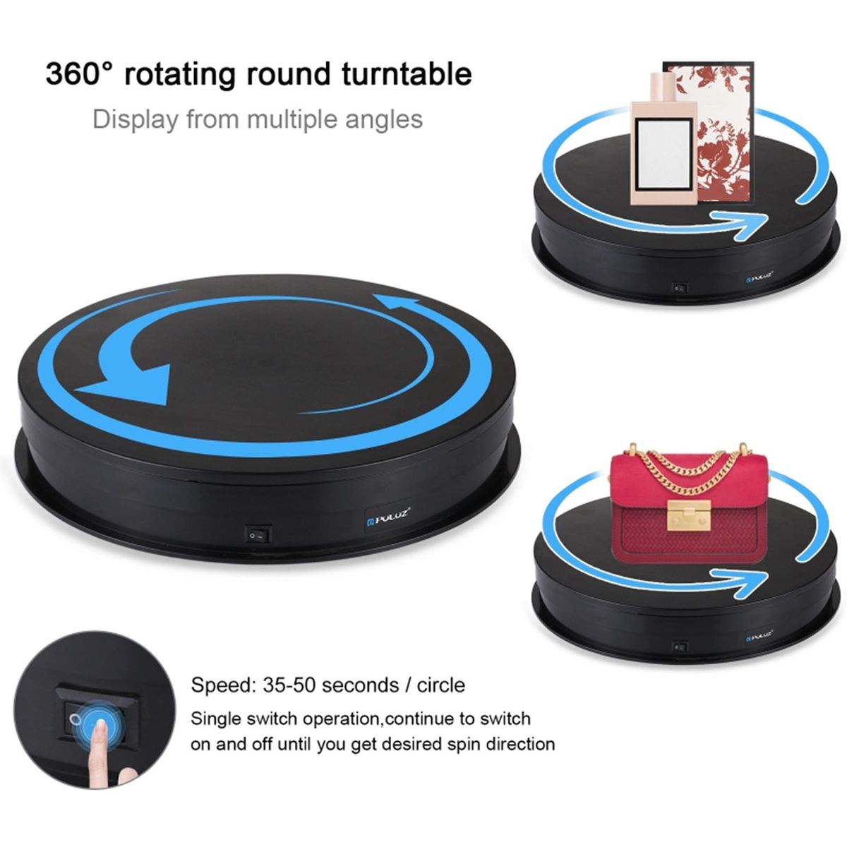 PULUZ Adjusting Speed USB Electric Rotating Turntable Display Stand Video Shootings Props Turntable for Photography