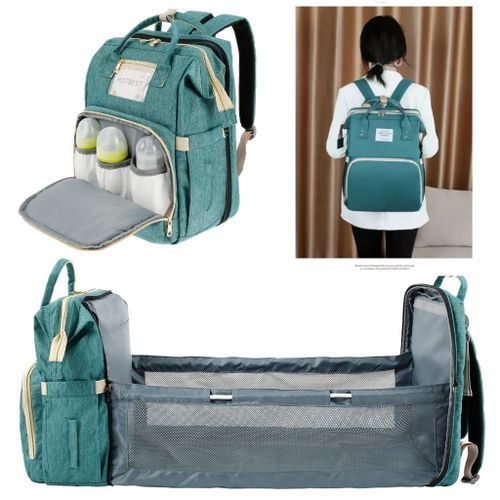 Baby Diaper Bag With Convertible Foldable Baby Bed
