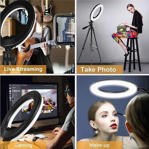 18 Inches Selfie Ring Light With Tripod Stand & Cell Phone Holder For Live Stream/Makeup, Led Camera Ringlight For YouTube Video/Photography Compatible With IPhone Android Phones (Upgraded)