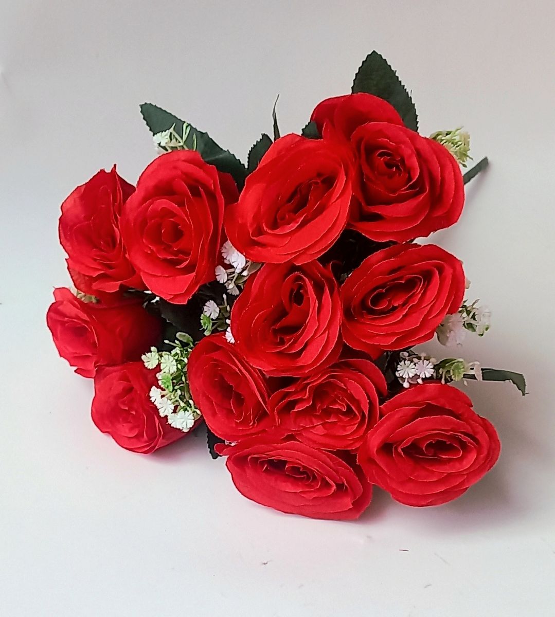 12  PIECES  ARTIFICIAL  ROSE FLOWER BOUQUET