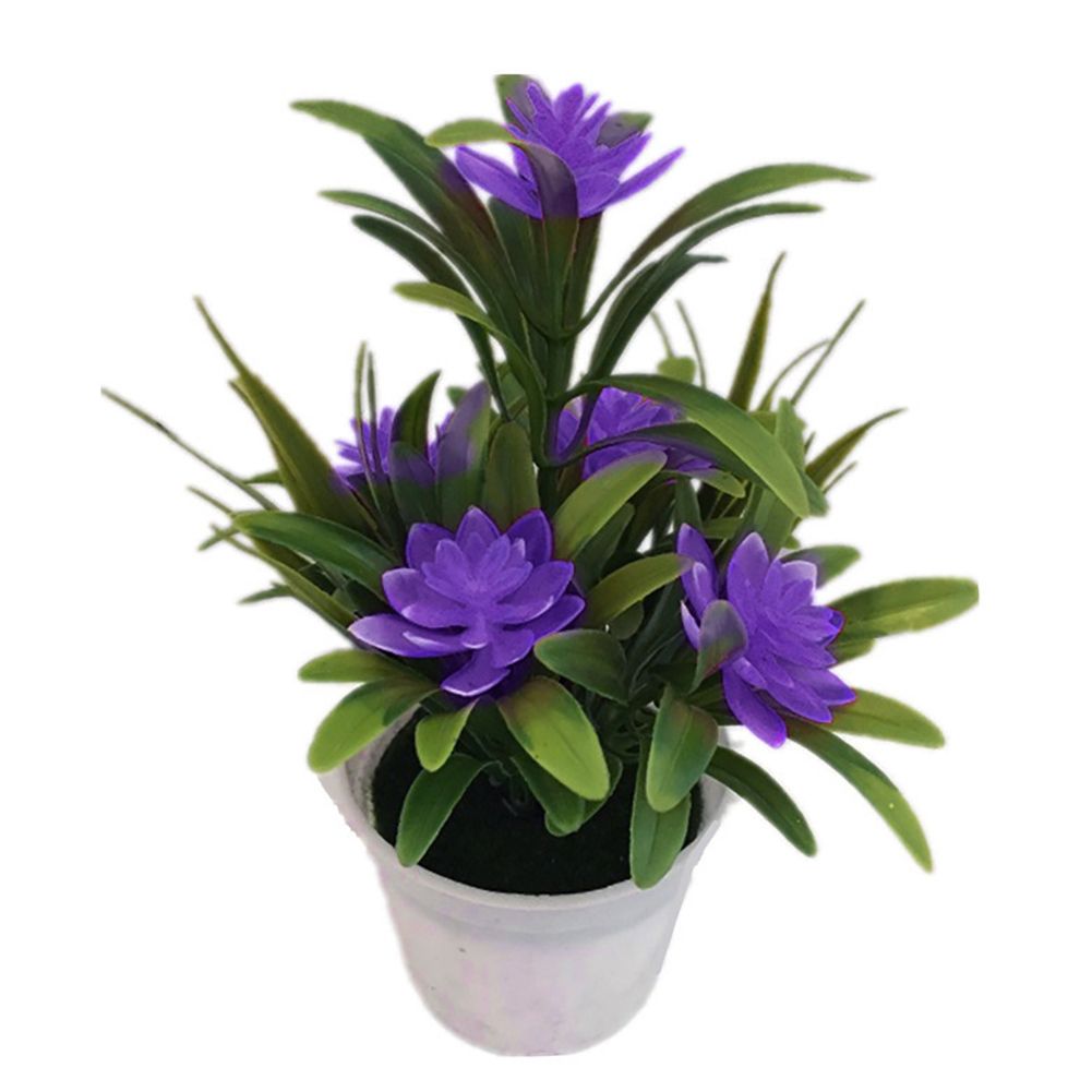 Artificial Fake Lotus Flower Potted Plant Bonsai-Purple