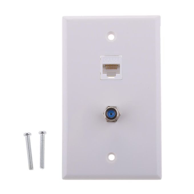 Coaxial F Connector Ethernet Network Wall Plate Coax     Socket Outlet