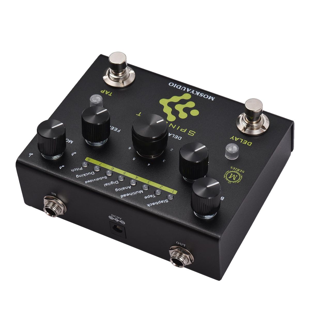 MOSKYAudio Guitar Effect Pedal Digital Delay with TAP Dual Footswitch Delay Pedal Guitar Pedal with 8-Mode Delay Selection for Guitar Bass - SPINDRIFT