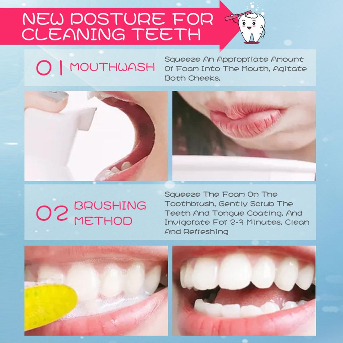 60ml Tooth Cleaning Mousse Toothpaste Fresh Teeth Oral Hygiene Removes Plaque Stains Dental Tool