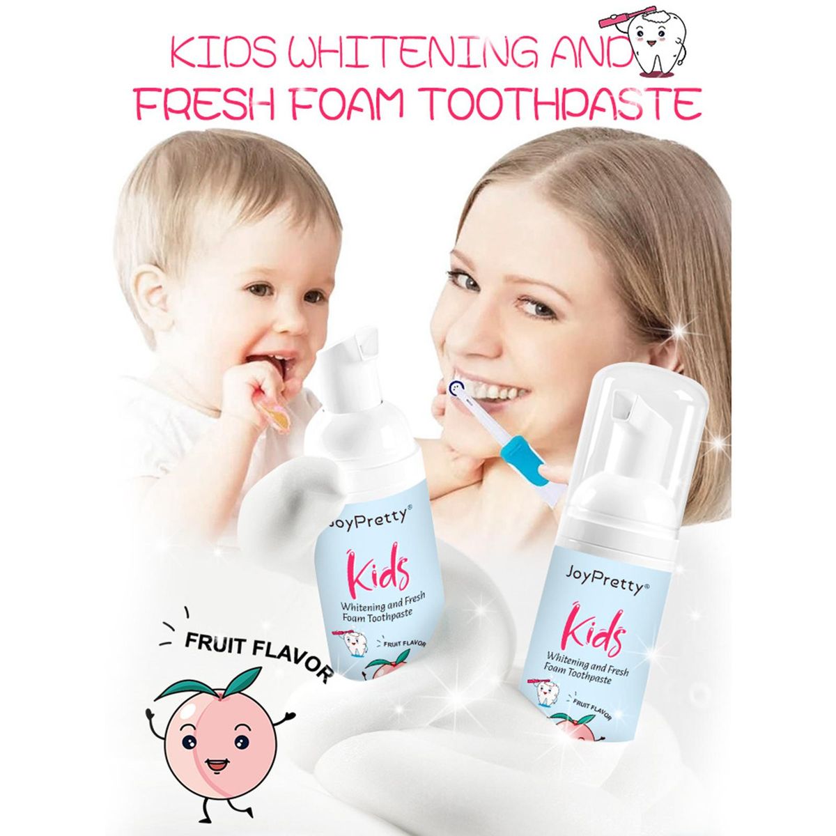 60ml Tooth Cleaning Mousse Toothpaste Fresh Teeth Oral Hygiene Removes Plaque Stains Dental Tool