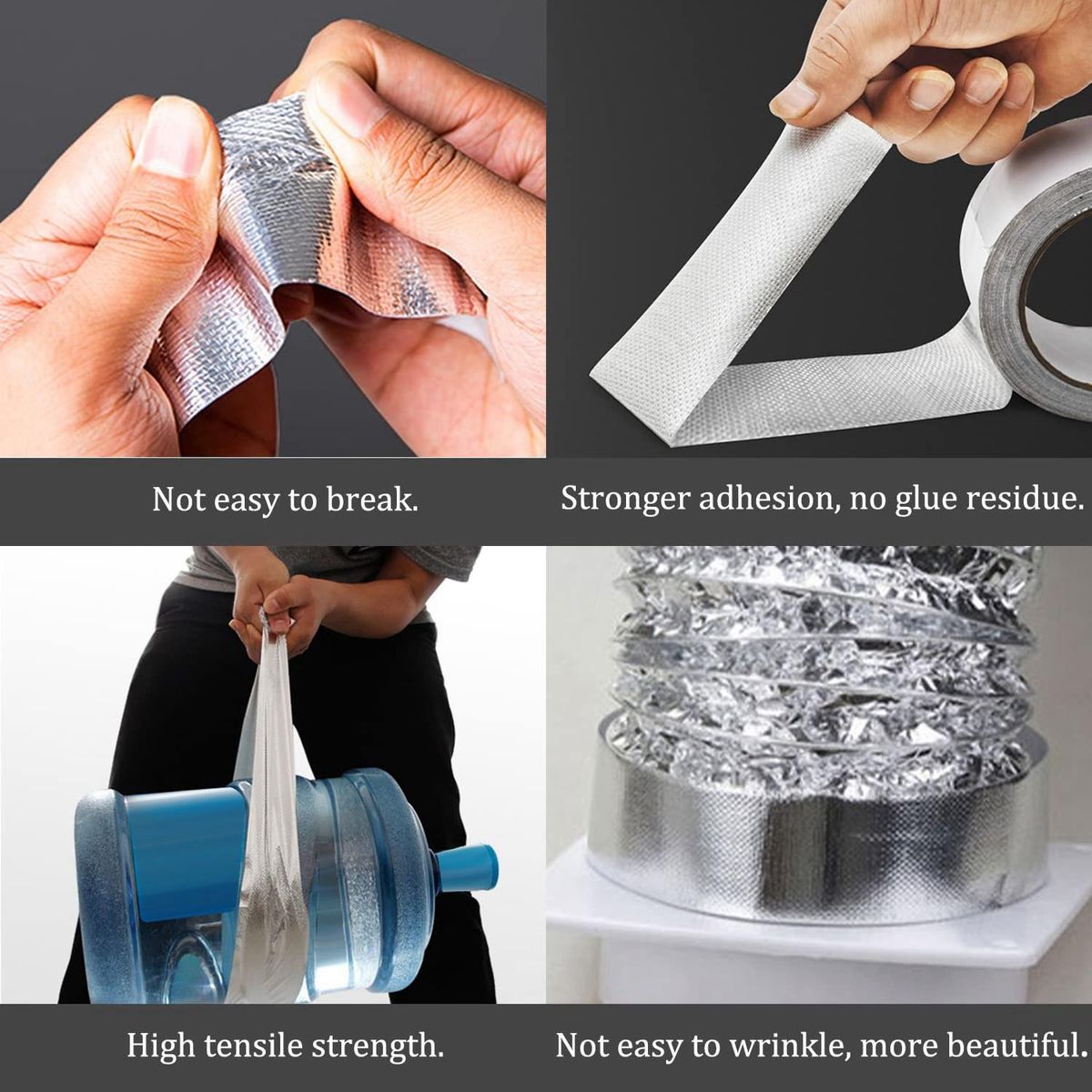 Glass Fiber Cloth Aluminum Foil Tape 59Mil Thick High Temperature Insulation Adhesive Metal Duct Tape