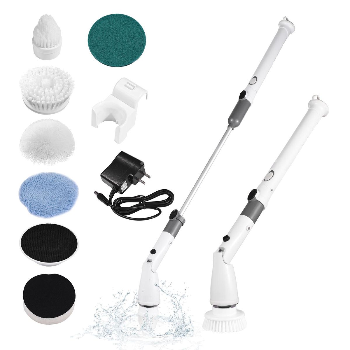 7 IN 1 Electric Spin Scrubber Cordless Handheld Cleaning Brush with Adjustable Extension Handle 6 Brush Heads 1200mAH Battery for Kitchen Bathroom Wall Window Floor