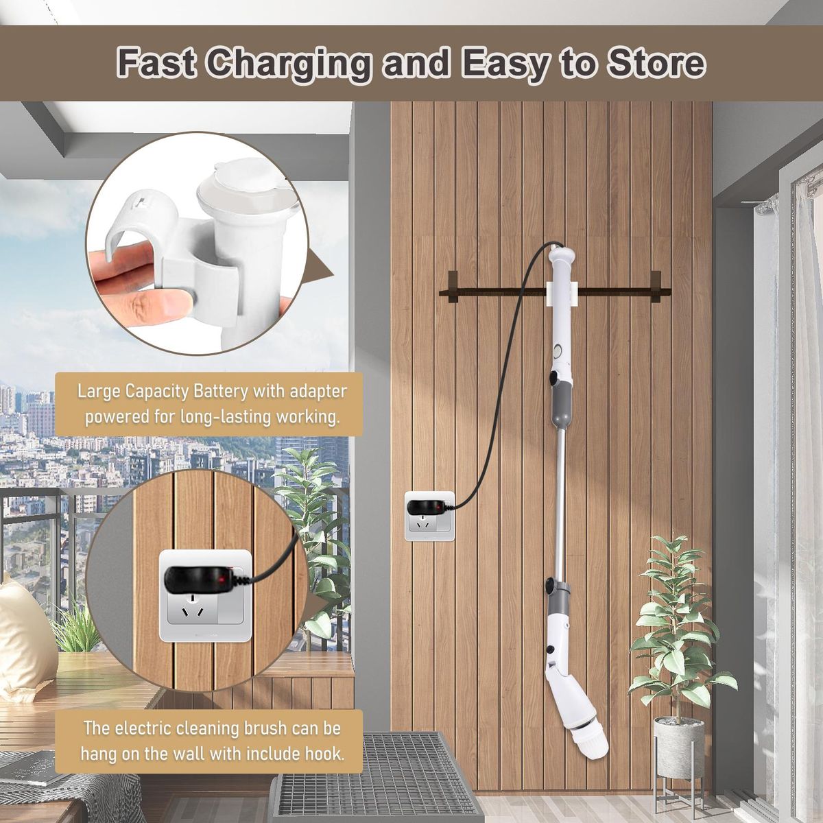 7 IN 1 Electric Spin Scrubber Cordless Handheld Cleaning Brush with Adjustable Extension Handle 6 Brush Heads 1200mAH Battery for Kitchen Bathroom Wall Window Floor