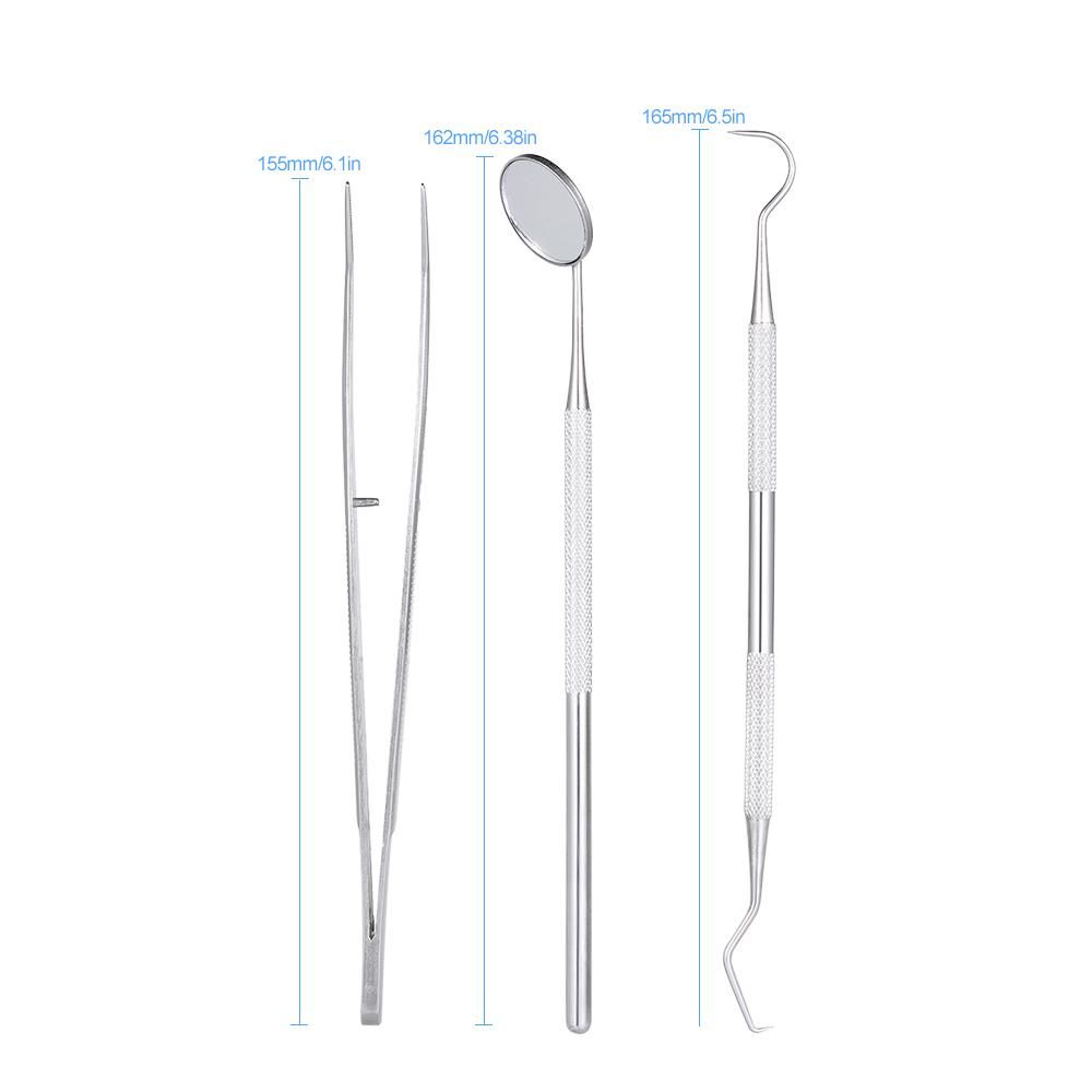 3pcs/pack Dental Hygiene Tools Kit Dentist Set Dental Probe Mirror Tweezers Stainless Steel Teeth Care Cleaning