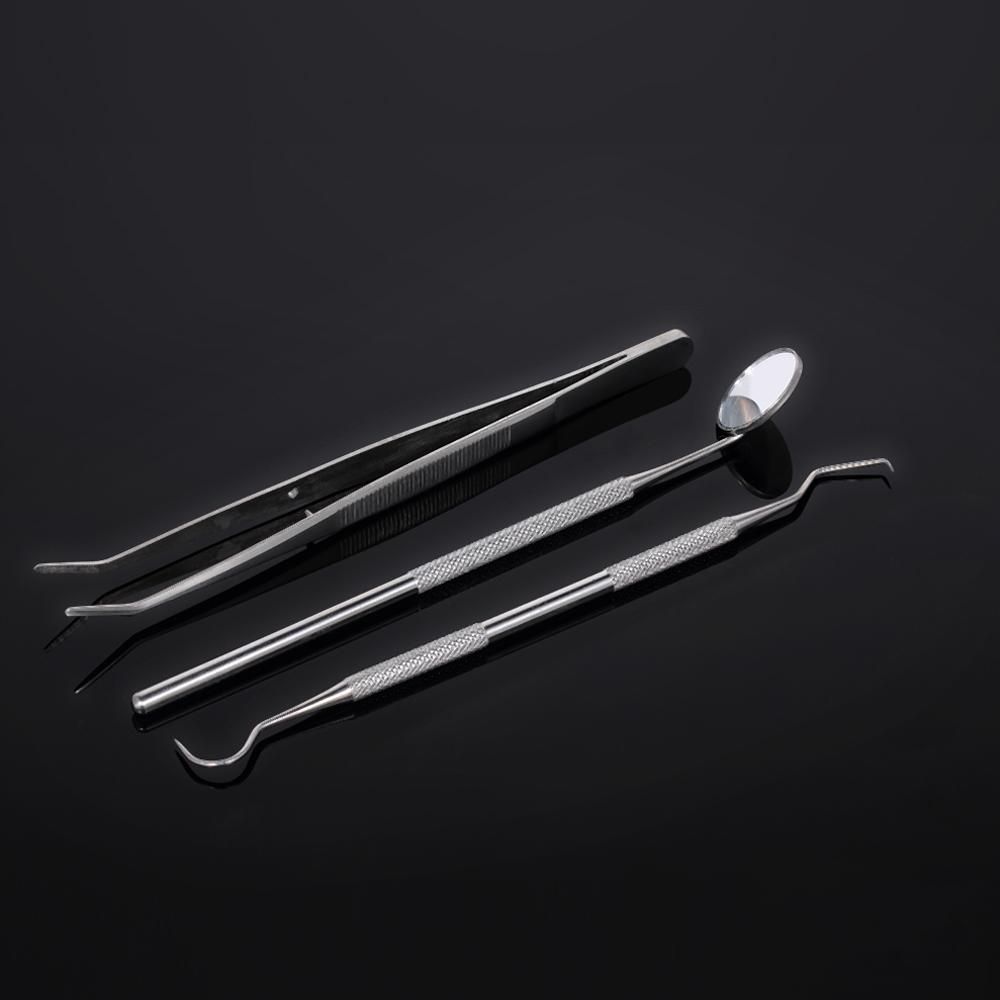 3pcs/pack Dental Hygiene Tools Kit Dentist Set Dental Probe Mirror Tweezers Stainless Steel Teeth Care Cleaning