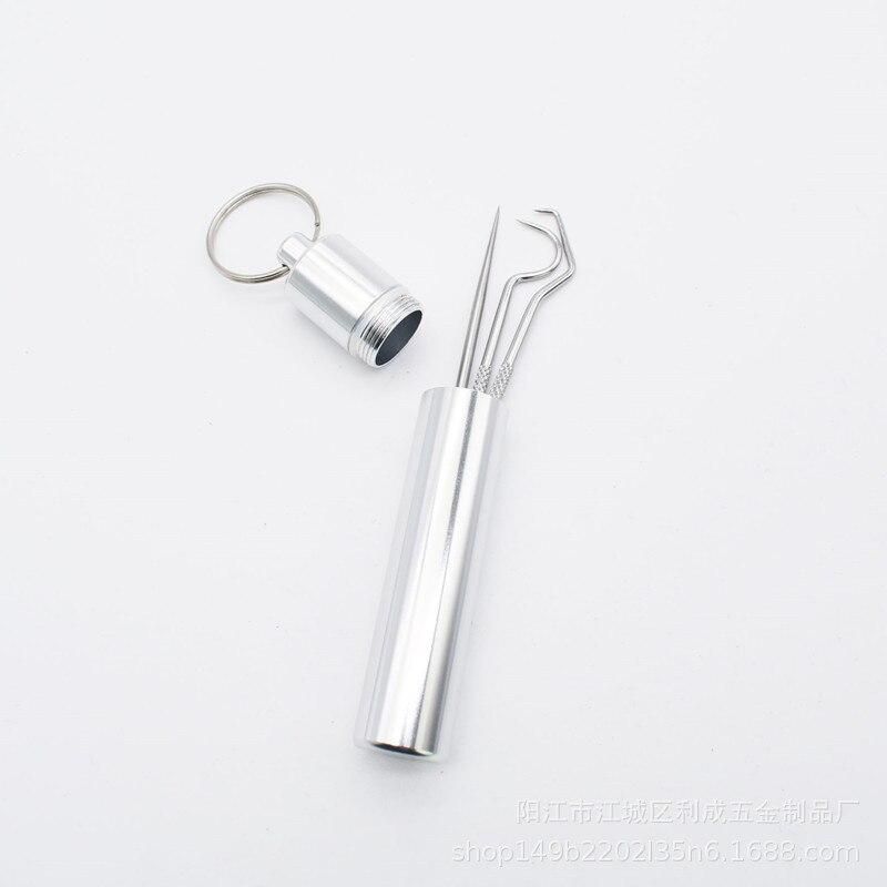 Stainless Steel Toothpick Dispenser Set Metal Dental Floss Tool Portable Holder Camping Equipment Seal Container Cure Dent