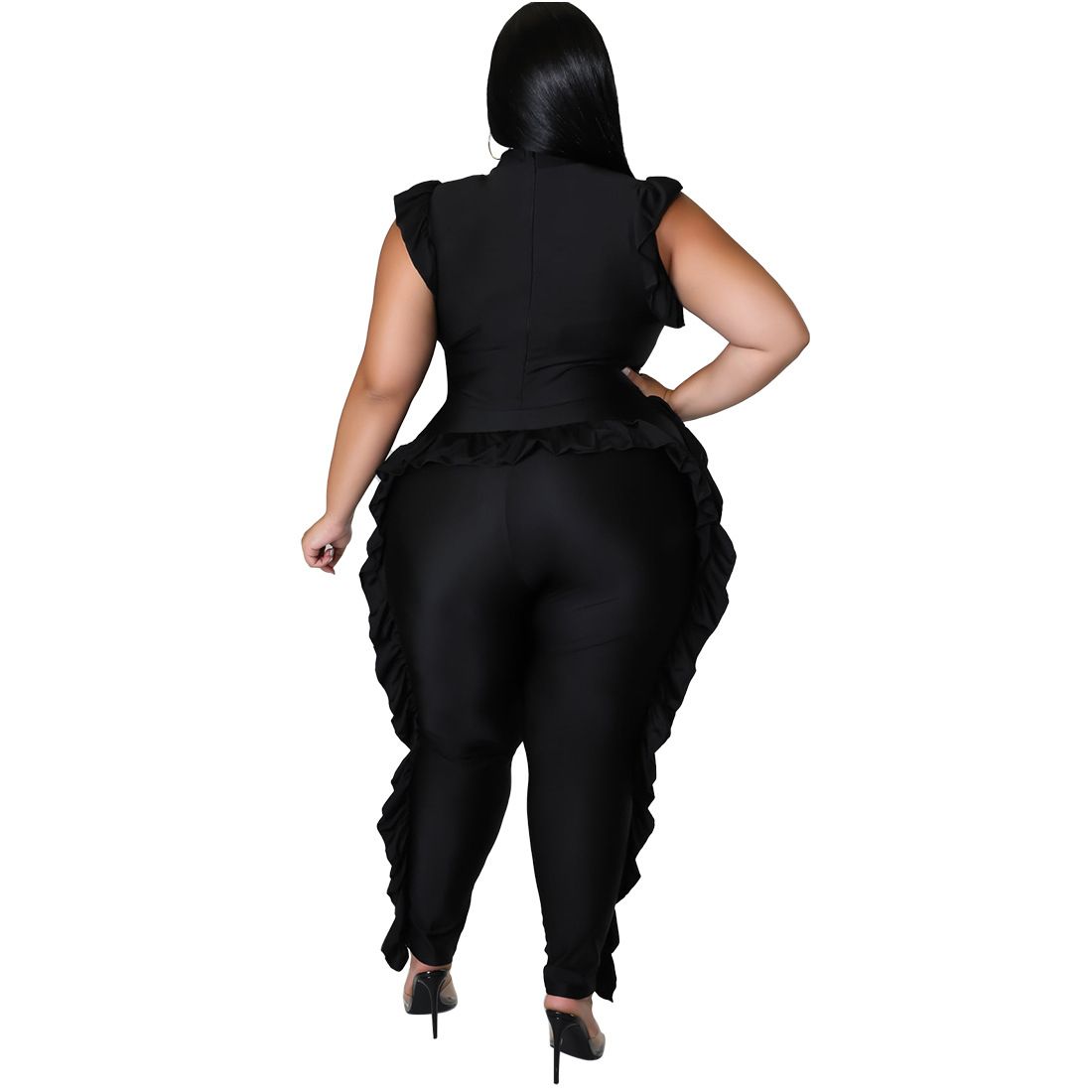 Orange Black Y One-Piece Plus Size Women Clothing Sets Suit Large Size Ladies