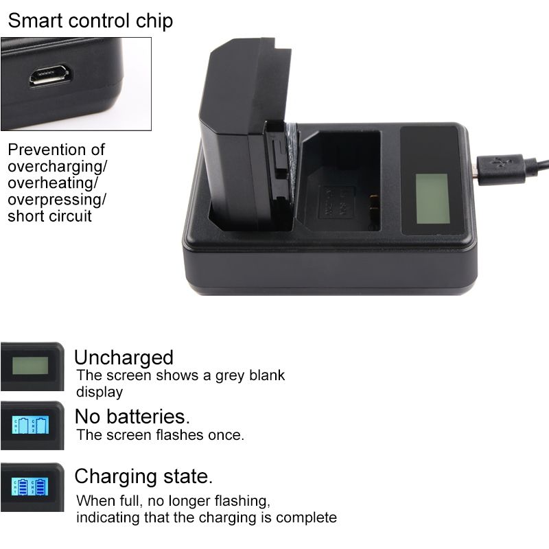 Dual Channel Digital LCD Display Battery Charger With USB Port For Sony NP-FZ100 Battery, Compatible With Sony A9 (ILCE-9)