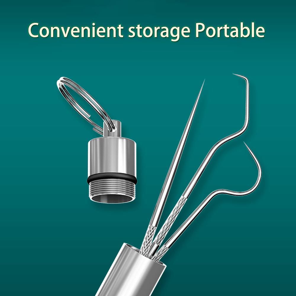 3PCS Toothpick Pocket Set, Reusable Stainless Steel Tooth Cleaning Tools with Holder Case Waterproof Portable Tooth Picker for Outdoor Travel Picnic and Camping