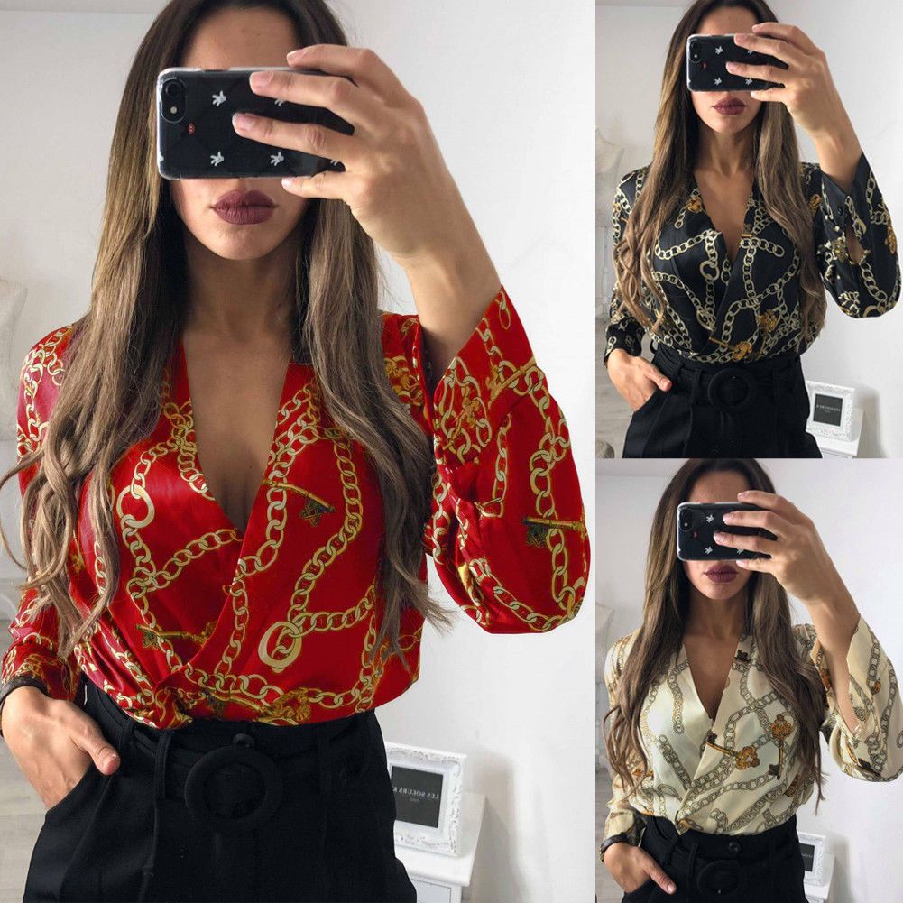 Women Autumn Long Sleeve Sexy Deep V-Neck Jumpsuit Ladies Casual Bodysuit Romper(#Black)