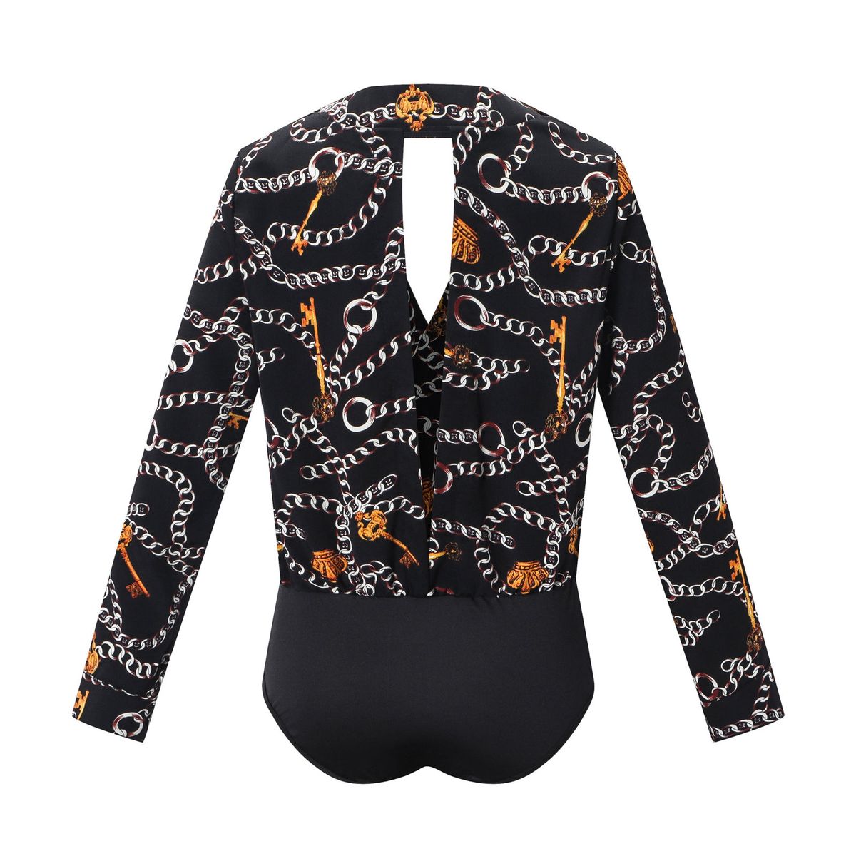 Women Autumn Long Sleeve Sexy Deep V-Neck Jumpsuit Ladies Casual Bodysuit Romper(#Black)