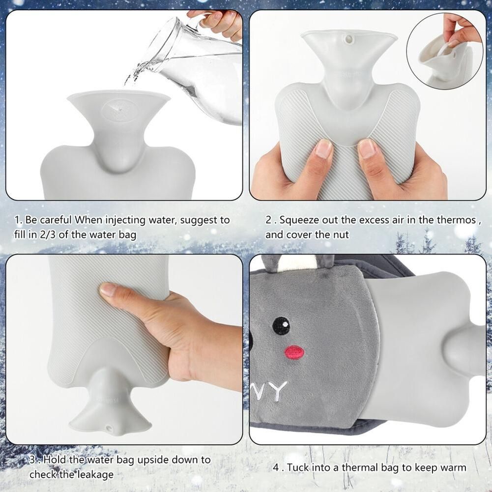3PCS Hot Water Bag Belt Hand Warmer Cute Animal Handbags Hot Water Bag Hot Water Bottles for Girls Heater Gift E
