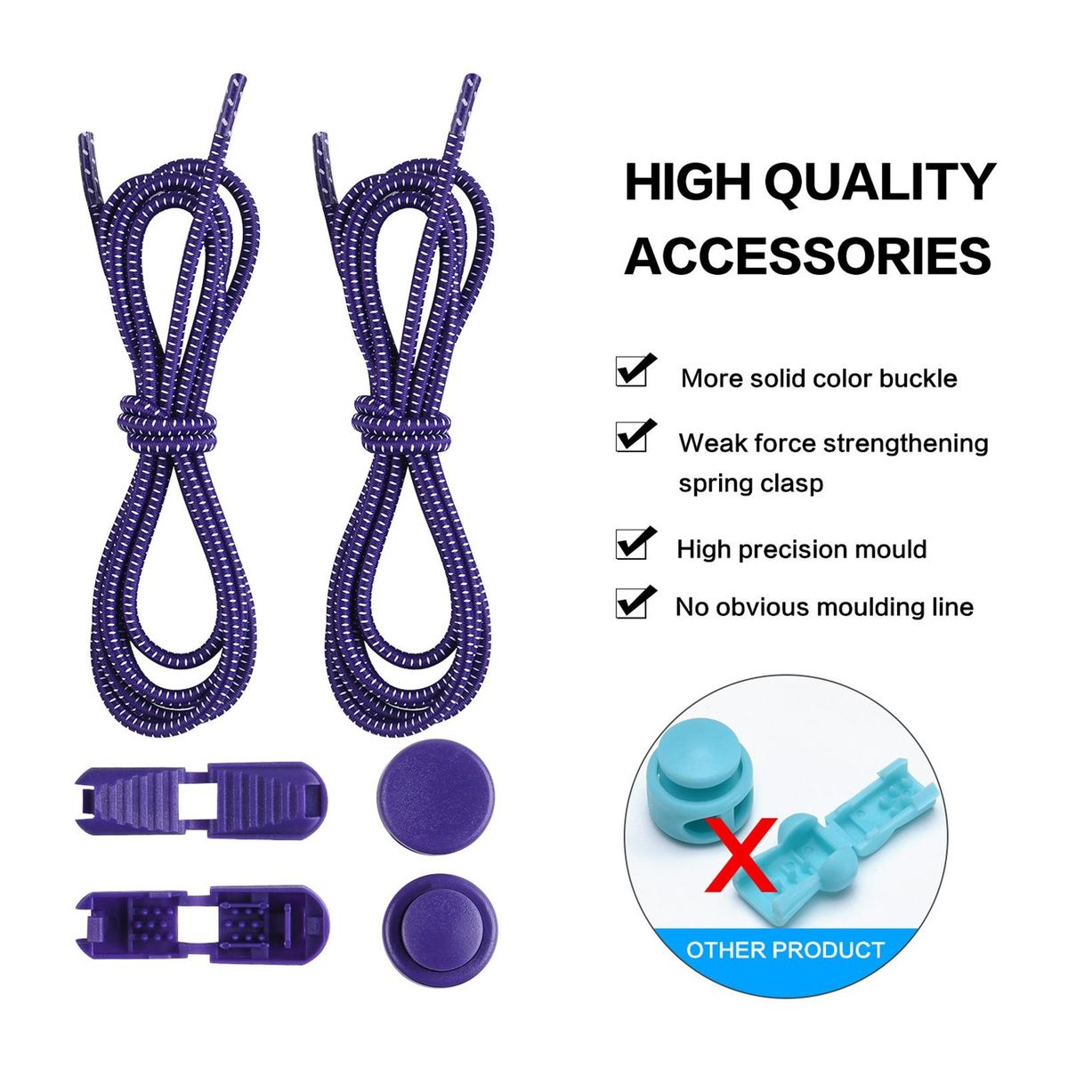 1 Set Tieless Shoelaces Elderly Children No Tie Shoes Strings Purple