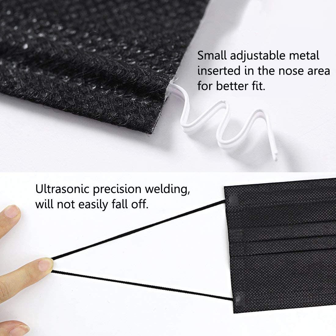 100 Pieces 3-ply Breathable Disposable Face Masks. Black