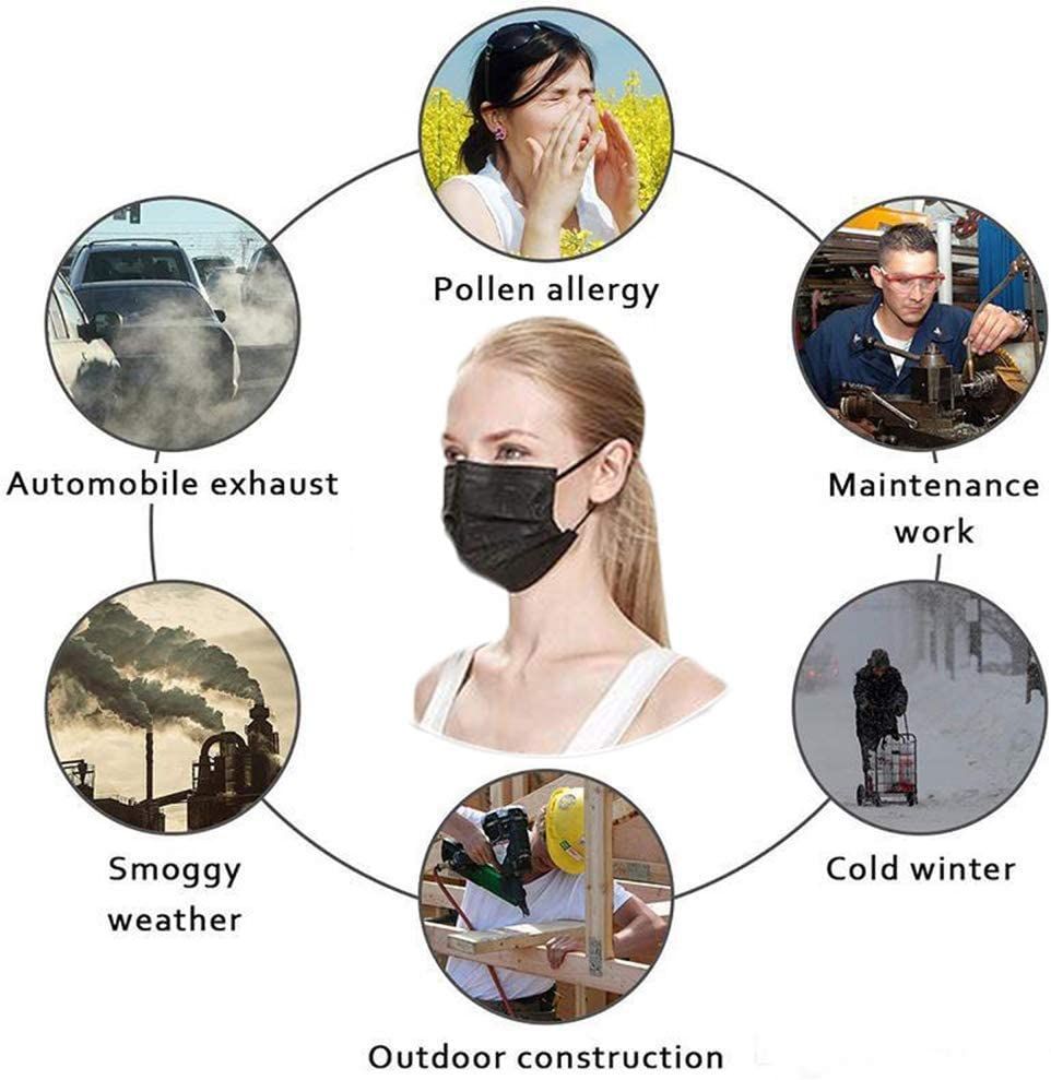 100 Pieces 3-ply Breathable Disposable Face Masks. Black