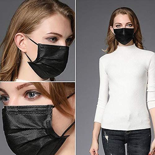 100 Pieces 3-ply Breathable Disposable Face Masks. Black