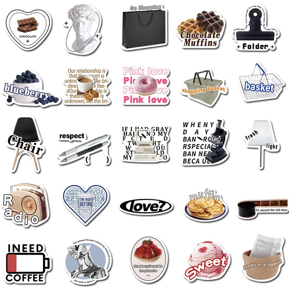 55PcsSet Cartoon Stickers Cartoon Decals Water Bottle Phone Car Stickers