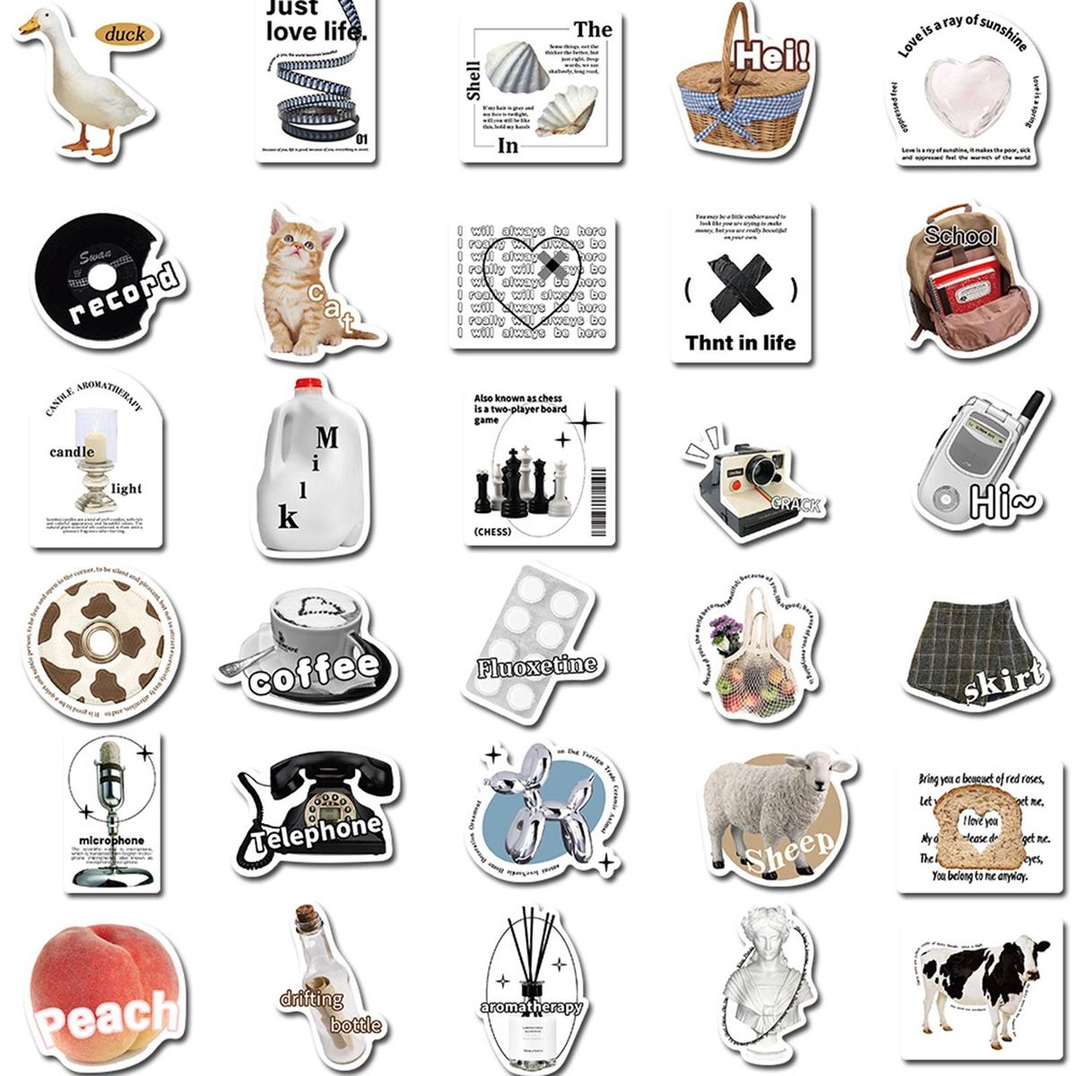 55PcsSet Cartoon Stickers Cartoon Decals Water Bottle Phone Car Stickers