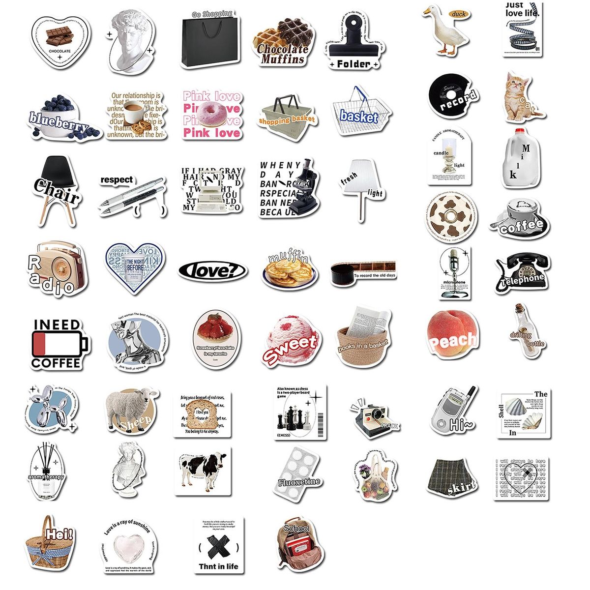 55PcsSet Cartoon Stickers Cartoon Decals Water Bottle Phone Car Stickers
