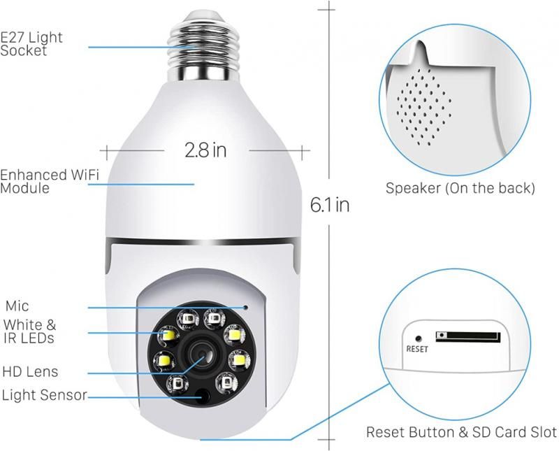 1080P HD E27 WiFi IP PTZ Surveillance Camera