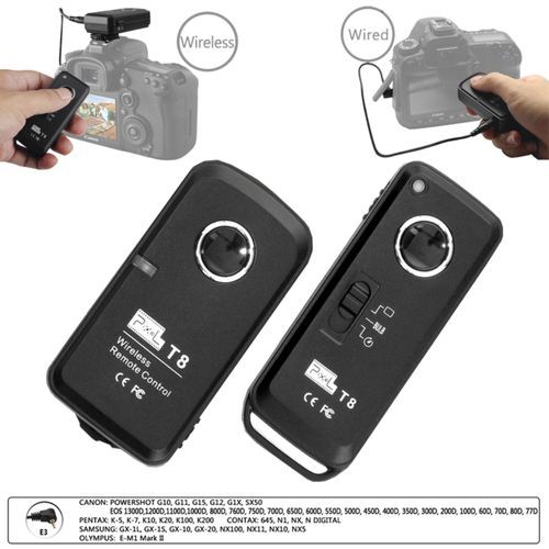 Pixel T8 E3 Wireless Shutter Release Remote Control Compatible With Powershot G10 G11 G15 G12 G1X SX50 EOS 1300D 1200D 1100D 1000D 800D 760D 750D 700D 650D 600D 550D 500D 450D 400D 350D 300D 100D 60D 70D 80D 77D Pentax Contax