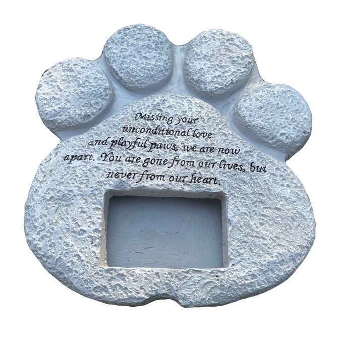 Pet Memorial Stone Dog Grave Marker With Picture Slot Yard Tombstone