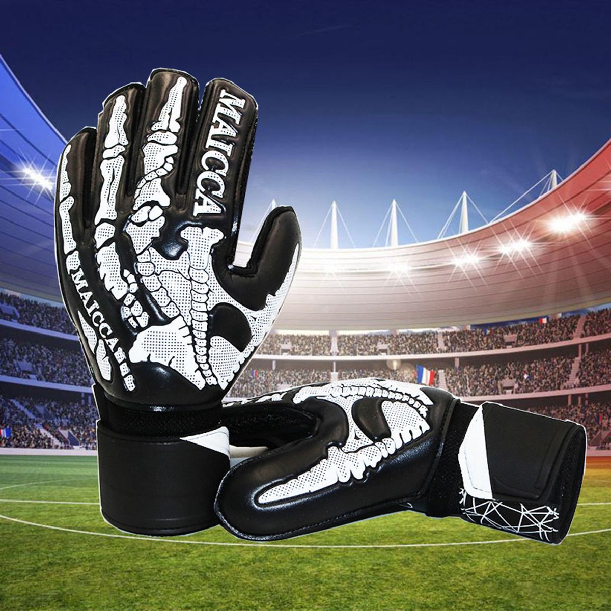 Goalkeeper Gloves Soccer Kids Girls Football Black White 7