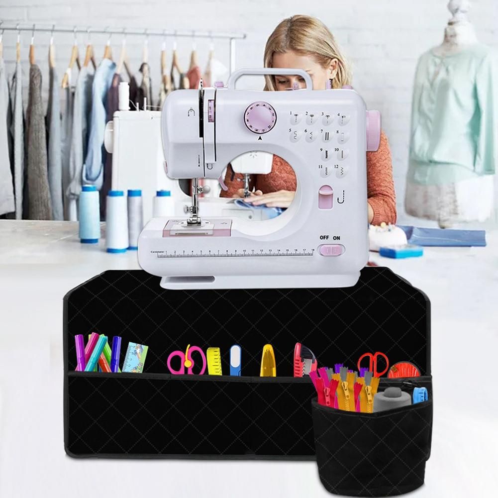Sewing Organizer Bag Sewing Machine Mat for Table Sewing Storage Pad with Pockets Easy to Fold Storing s Black